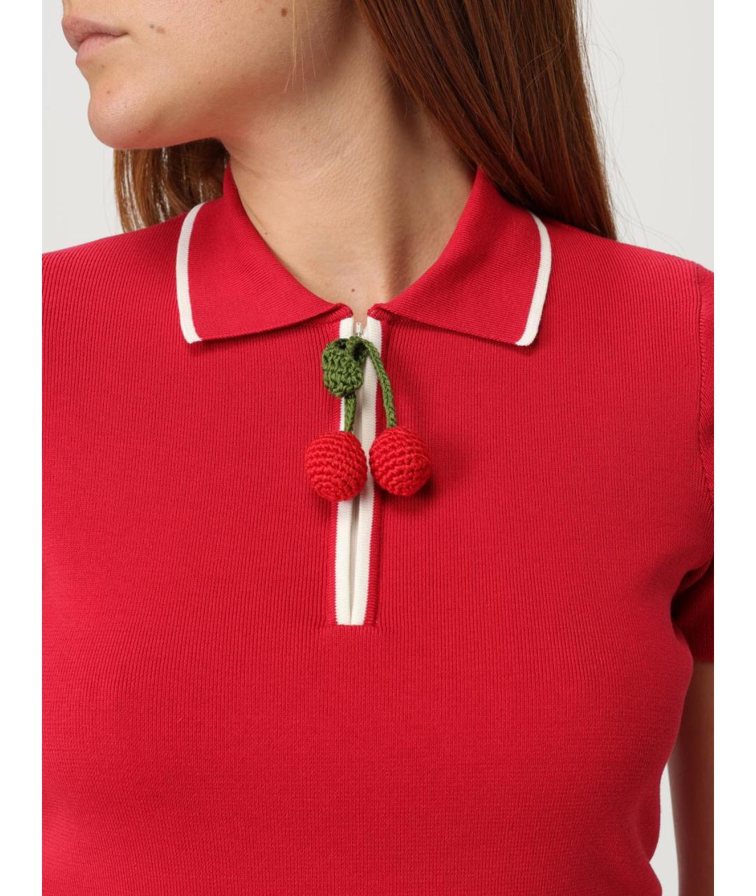 VALENTINO Красная хлопковая футболка, фото 6