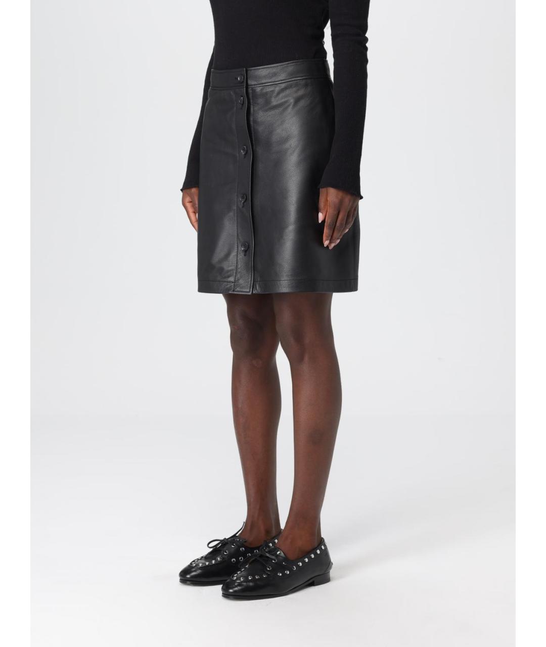 BALLY Черная кожаная юбка мини, фото 4