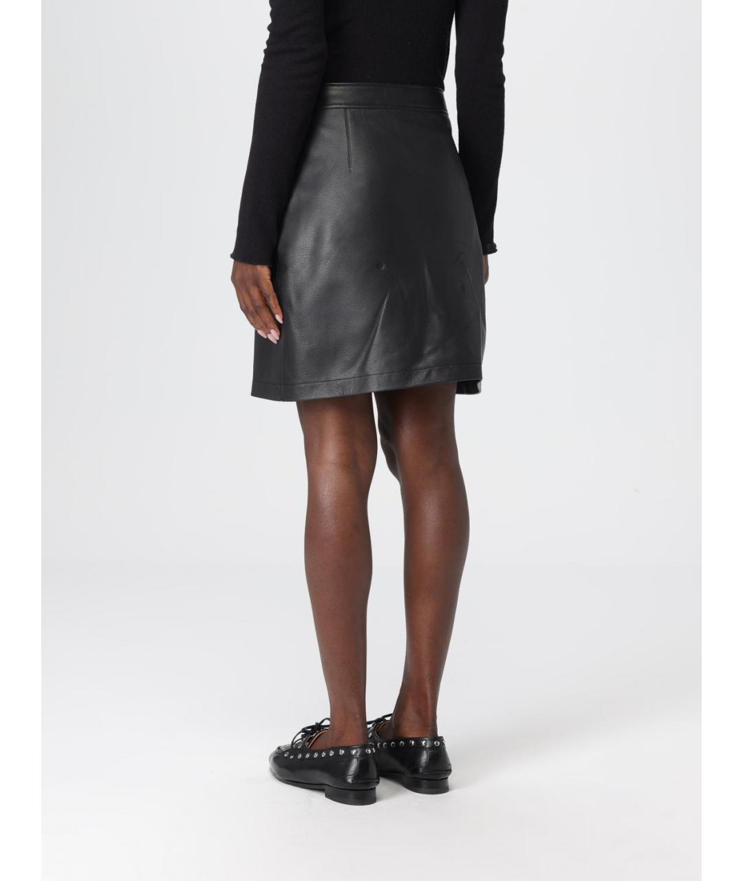 BALLY Черная кожаная юбка мини, фото 3