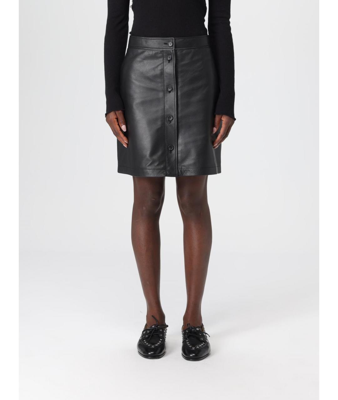 BALLY Черная кожаная юбка мини, фото 6