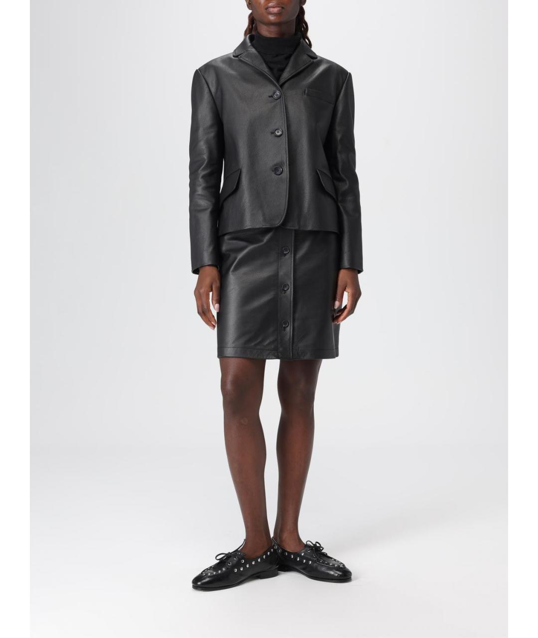 BALLY Черная кожаная юбка мини, фото 2