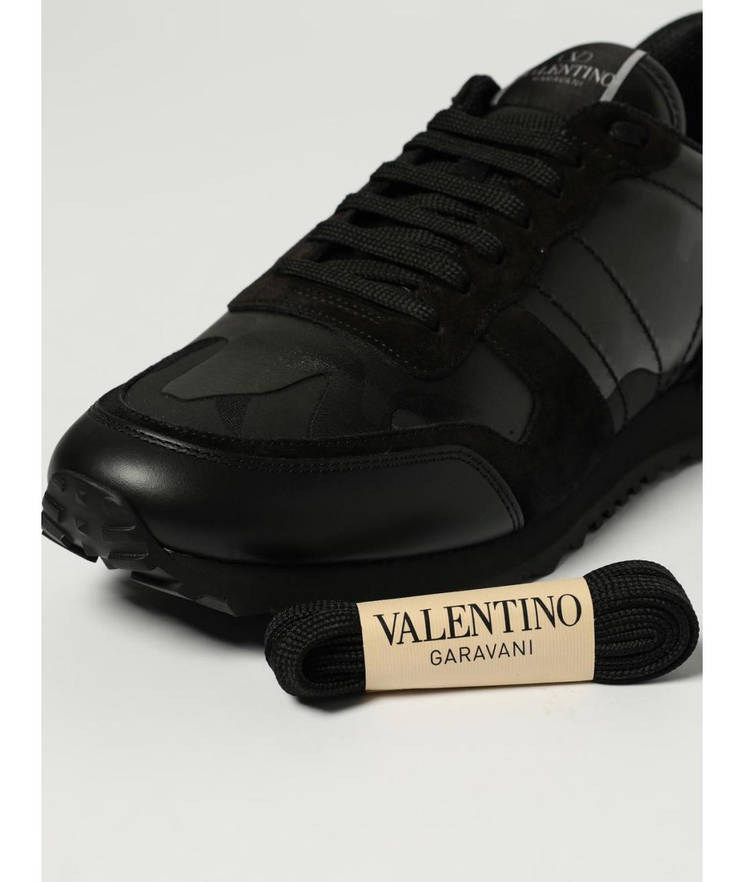 VALENTINO Черные кожаные низкие кроссовки / кеды, фото 4