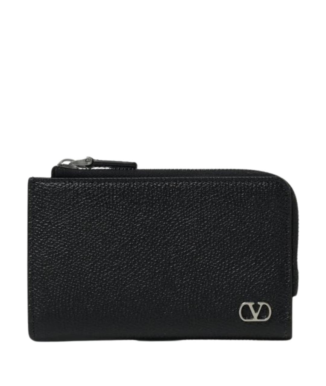 VALENTINO Черный кожаный кошелек, фото 1