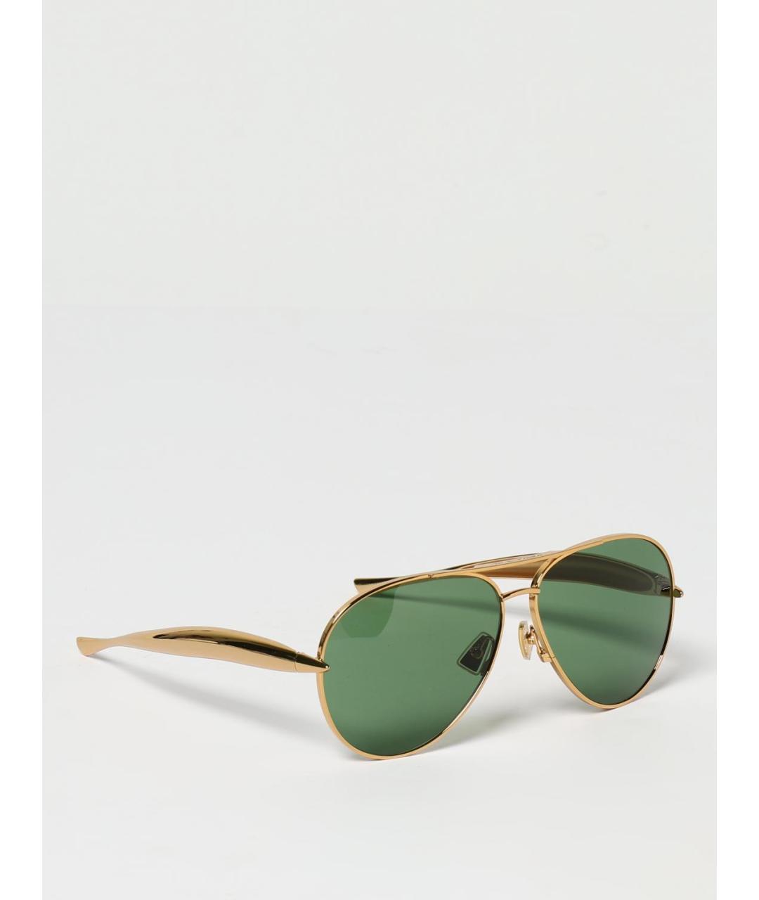 BOTTEGA VENETA Золотые металлические солнцезащитные очки, фото 5