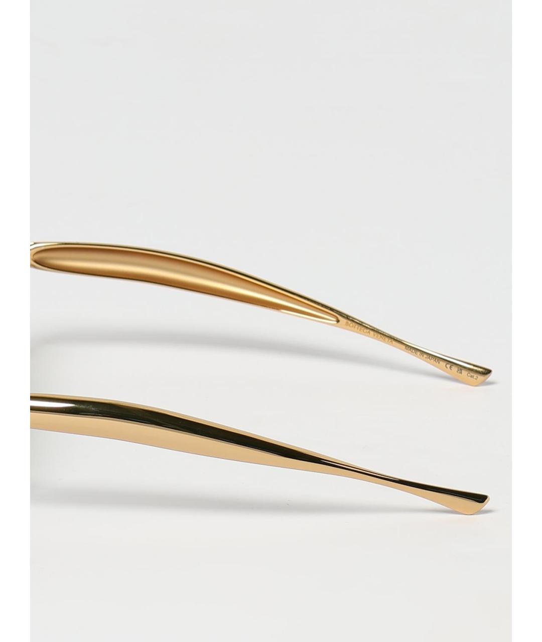 BOTTEGA VENETA Золотые металлические солнцезащитные очки, фото 3