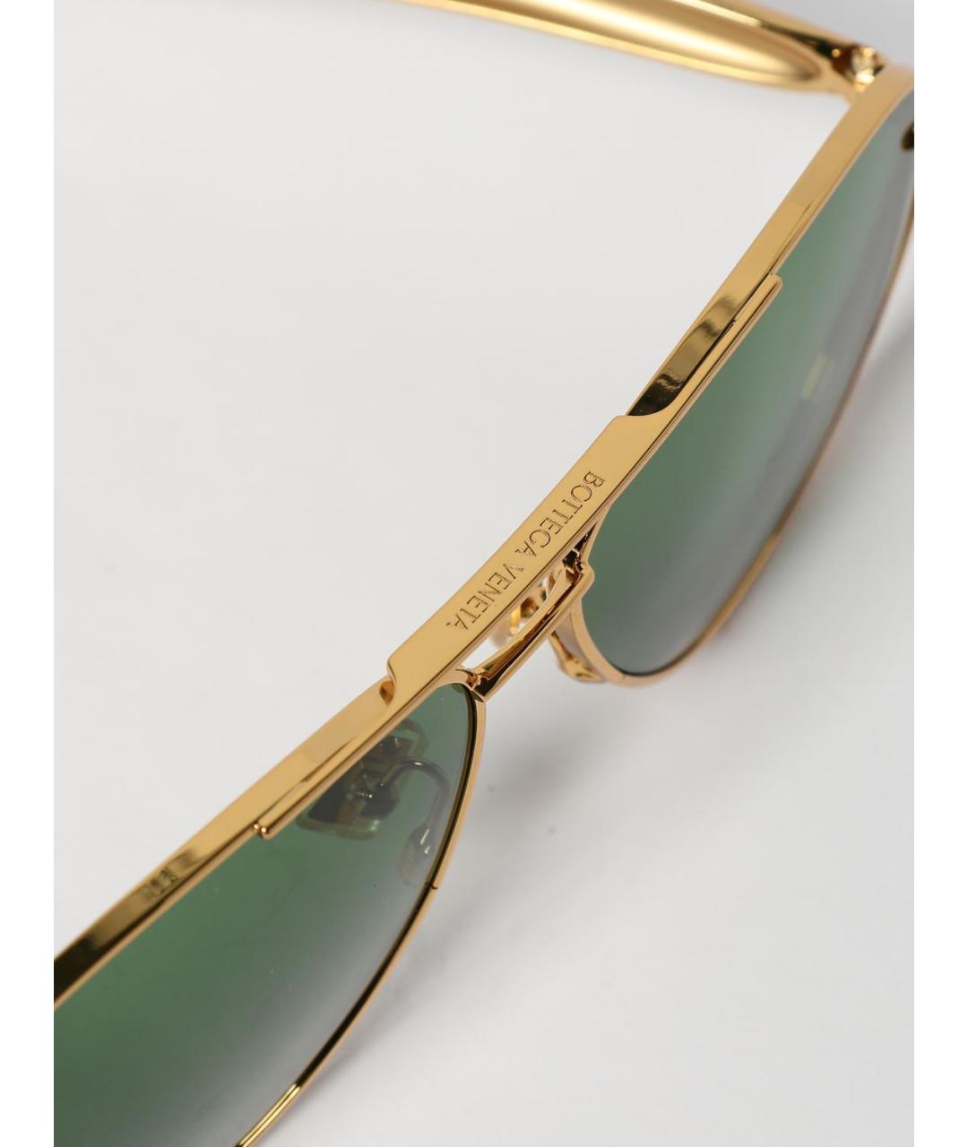 BOTTEGA VENETA Золотые металлические солнцезащитные очки, фото 4