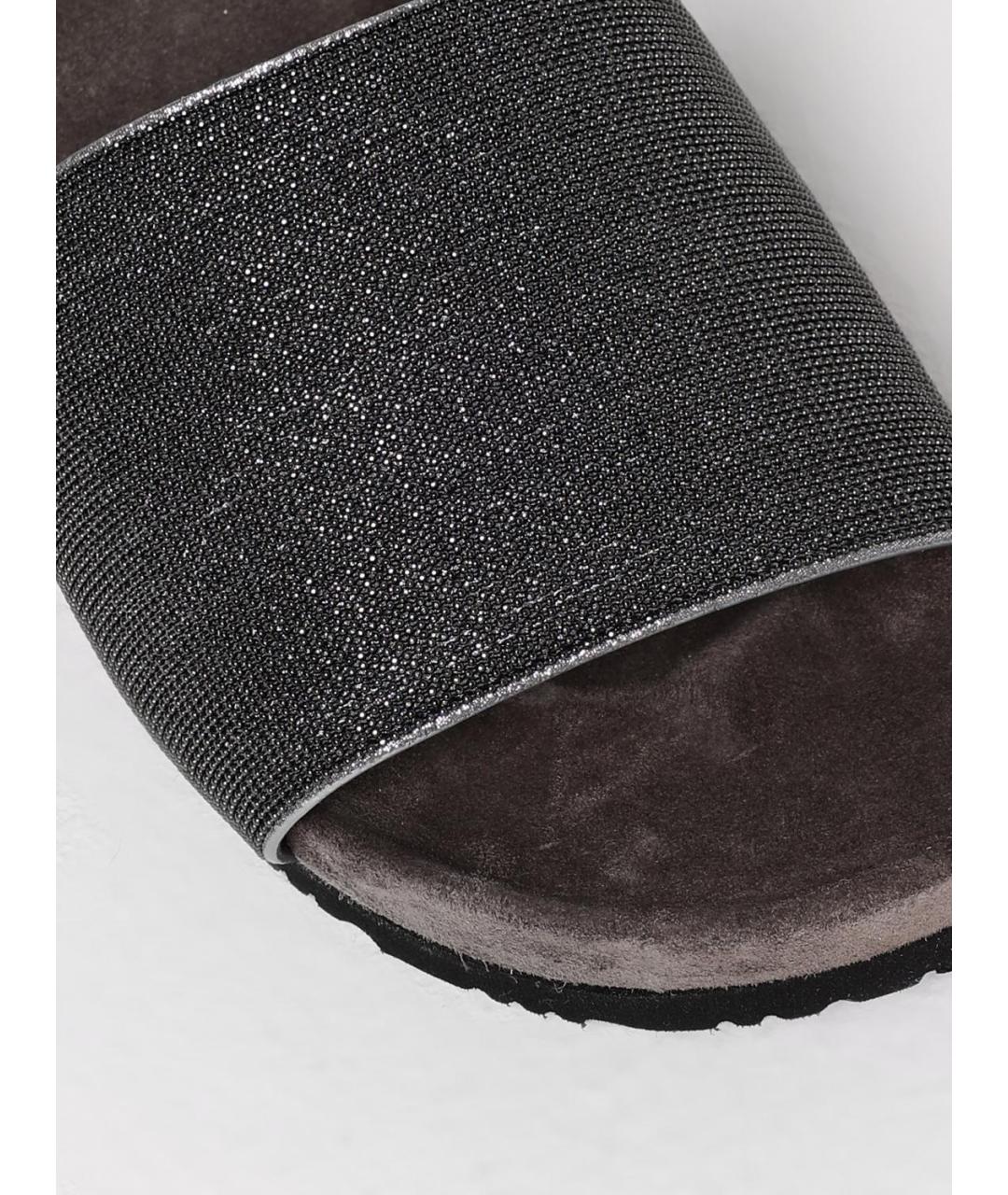 BRUNELLO CUCINELLI Серые кожаные шлепанцы, фото 4