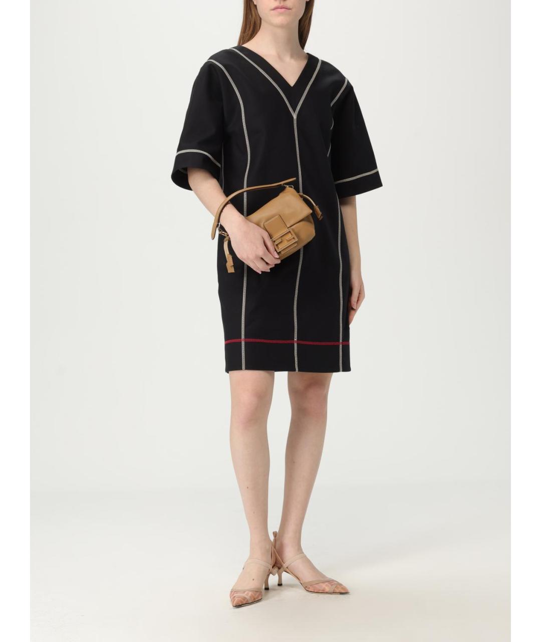 FENDI Черное хлопковое повседневное платье, фото 3