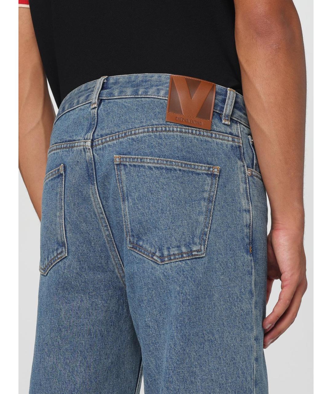VALENTINO Синие хлопковые прямые джинсы, фото 5