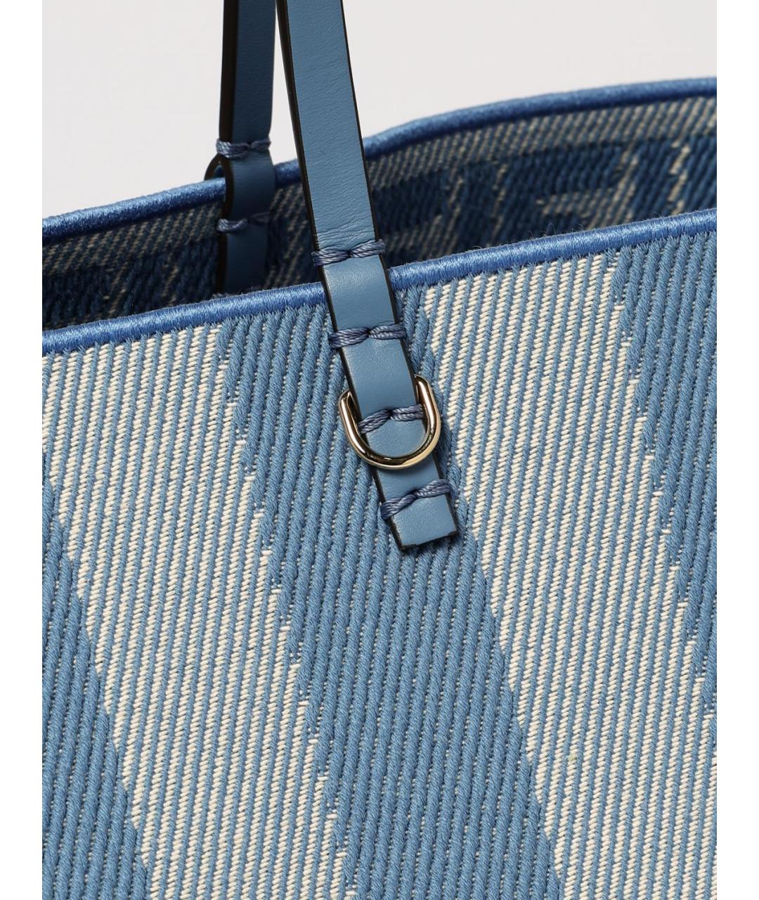 FENDI Голубая тканевая сумка тоут, фото 4