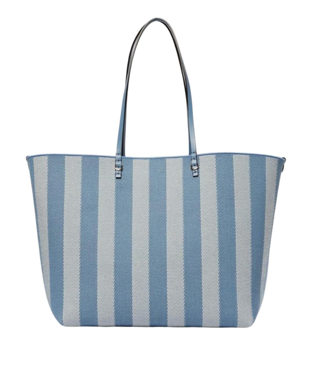 FENDI Голубая тканевая сумка тоут, фото 1