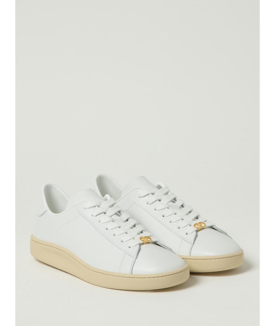 VALENTINO Белые кожаные низкие кроссовки / кеды, фото 2