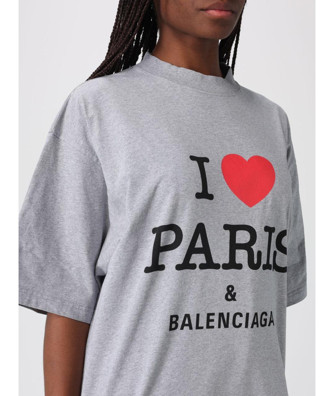 BALENCIAGA Серая хлопковая футболка, фото 6