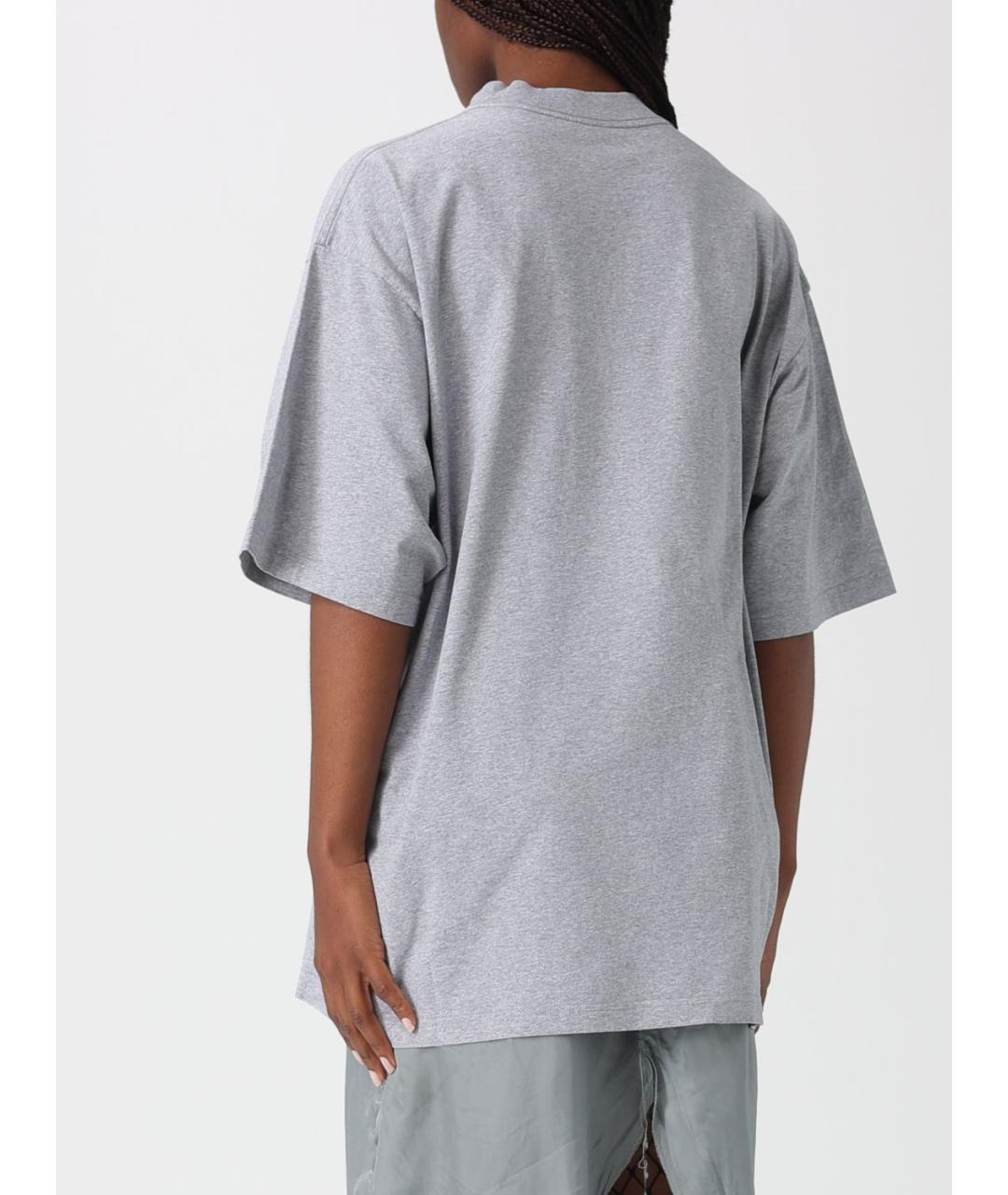 BALENCIAGA Серая хлопковая футболка, фото 4