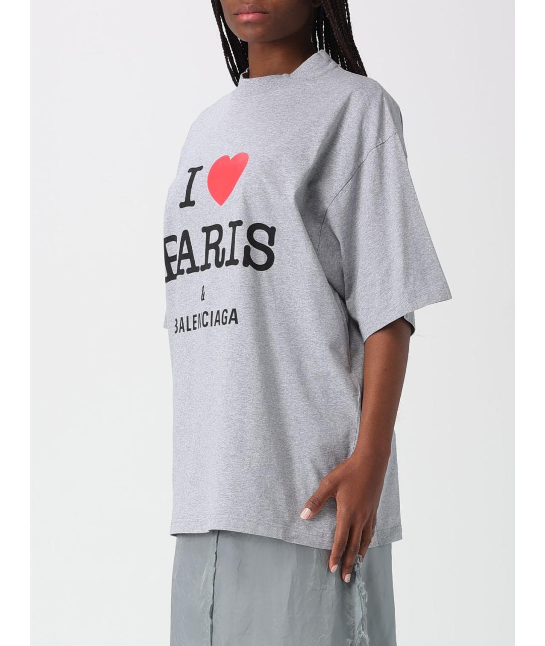 BALENCIAGA Серая хлопковая футболка, фото 5