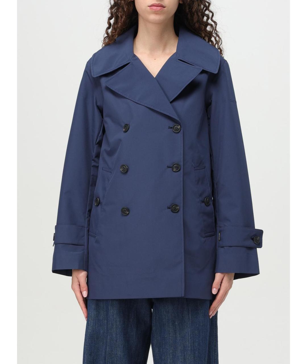 SAVE THE DUCK Синий полиэстеровый тренч/плащ, фото 5