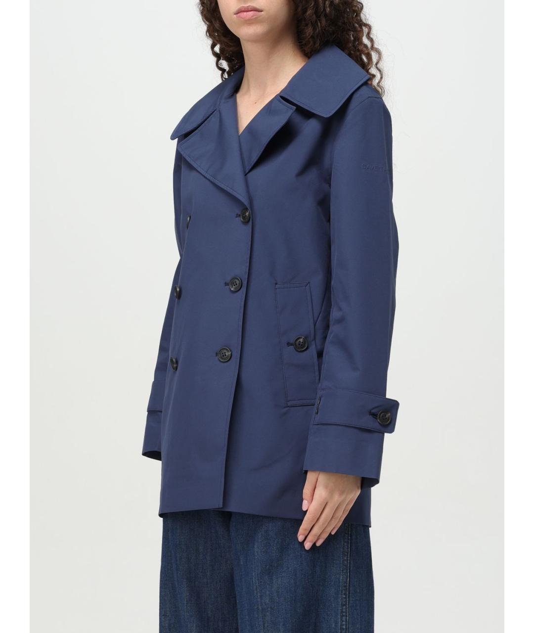 SAVE THE DUCK Синий полиэстеровый тренч/плащ, фото 4