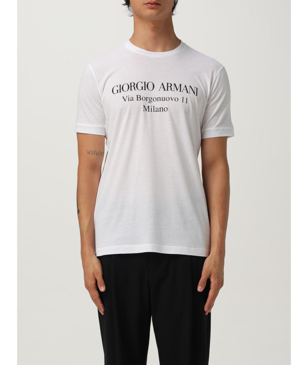 GIORGIO ARMANI Белая хлопковая футболка, фото 5