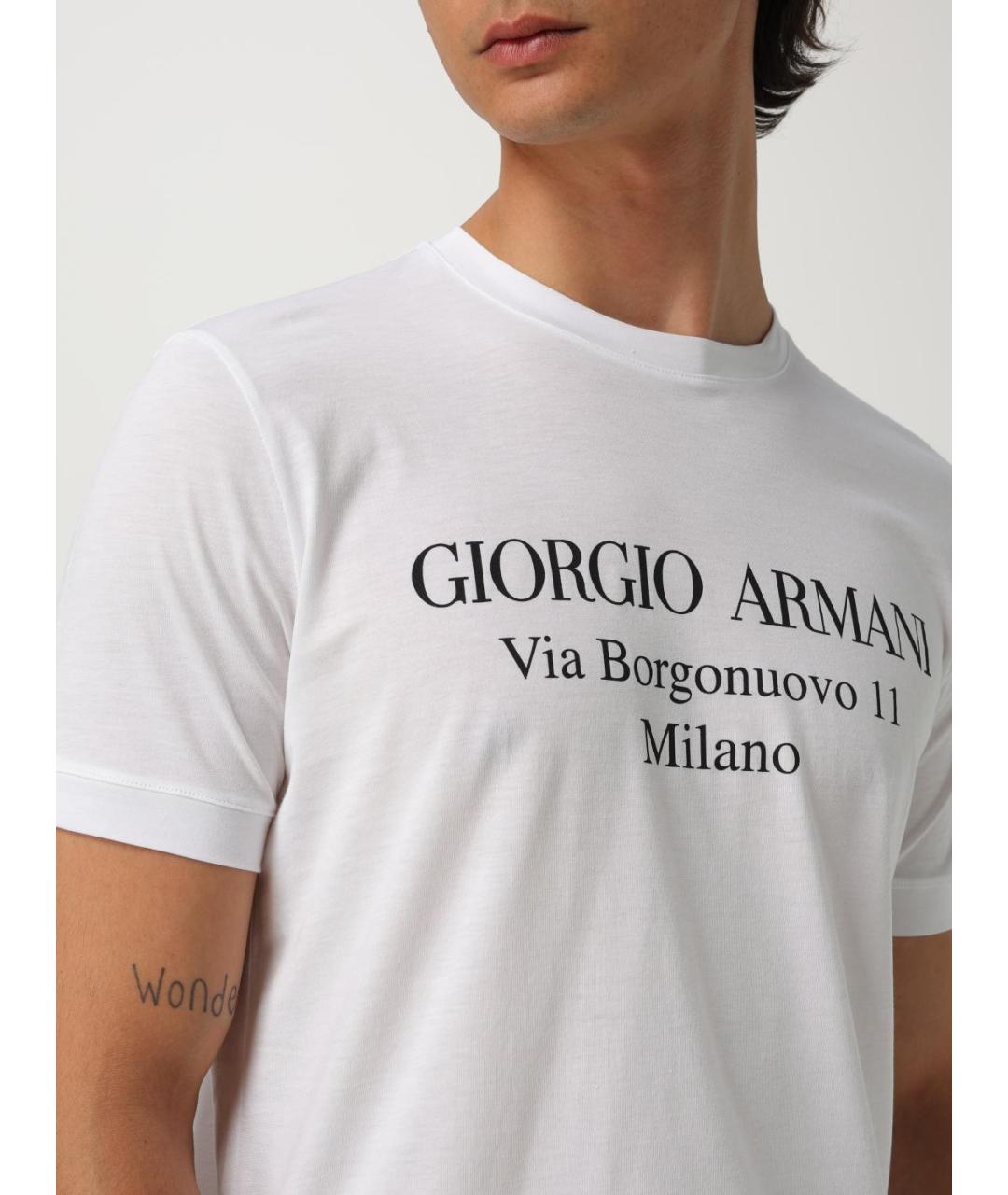 GIORGIO ARMANI Белая хлопковая футболка, фото 4