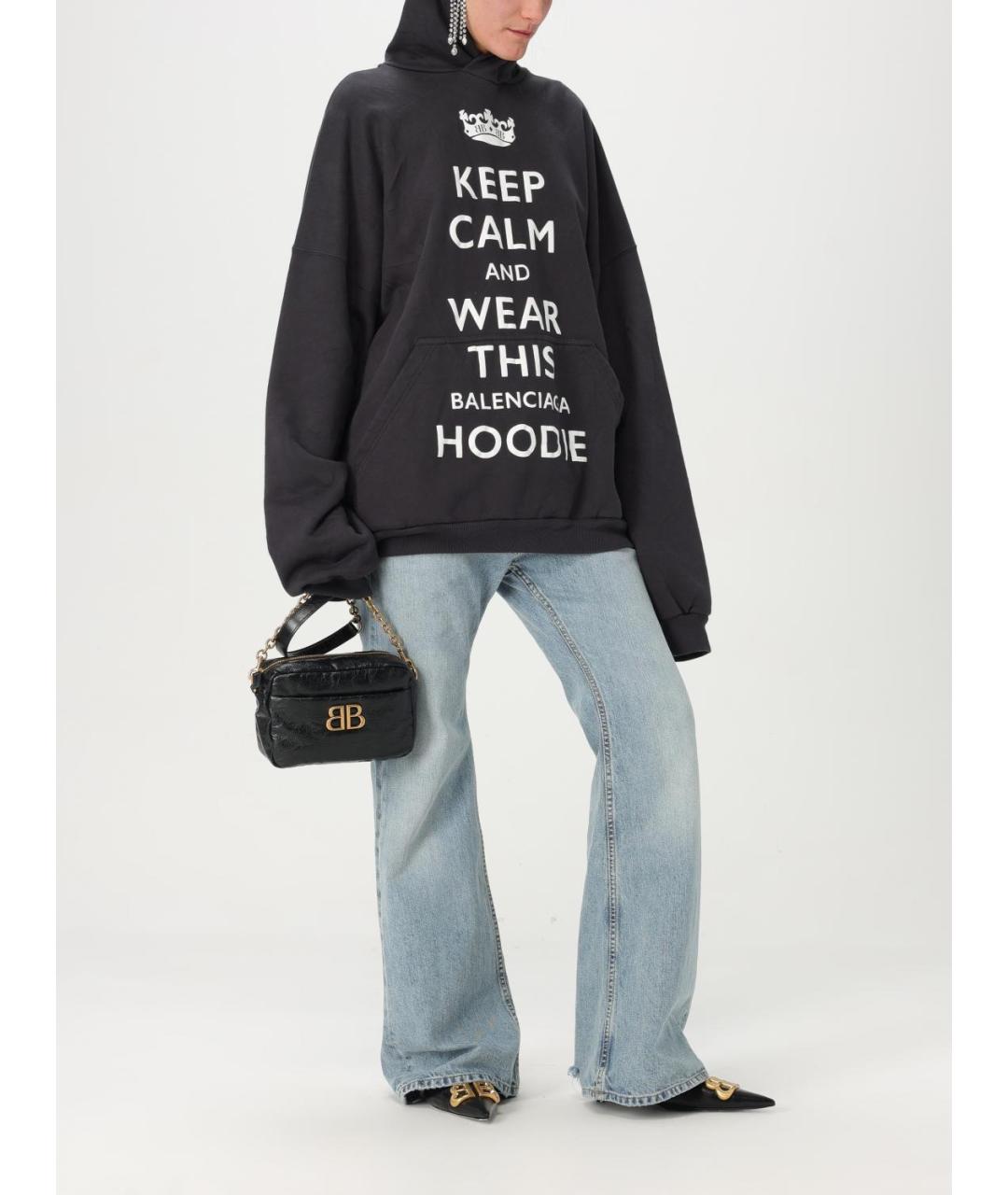 BALENCIAGA Черная кожаная сумка через плечо, фото 2