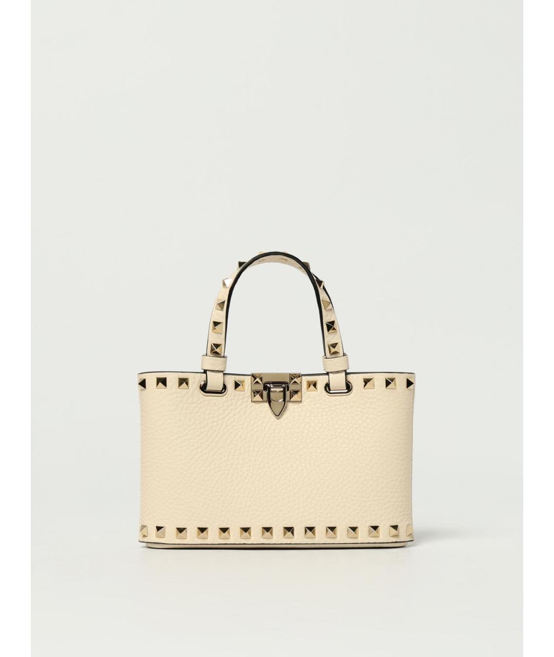 VALENTINO Бежевая кожаная сумка тоут, фото 6