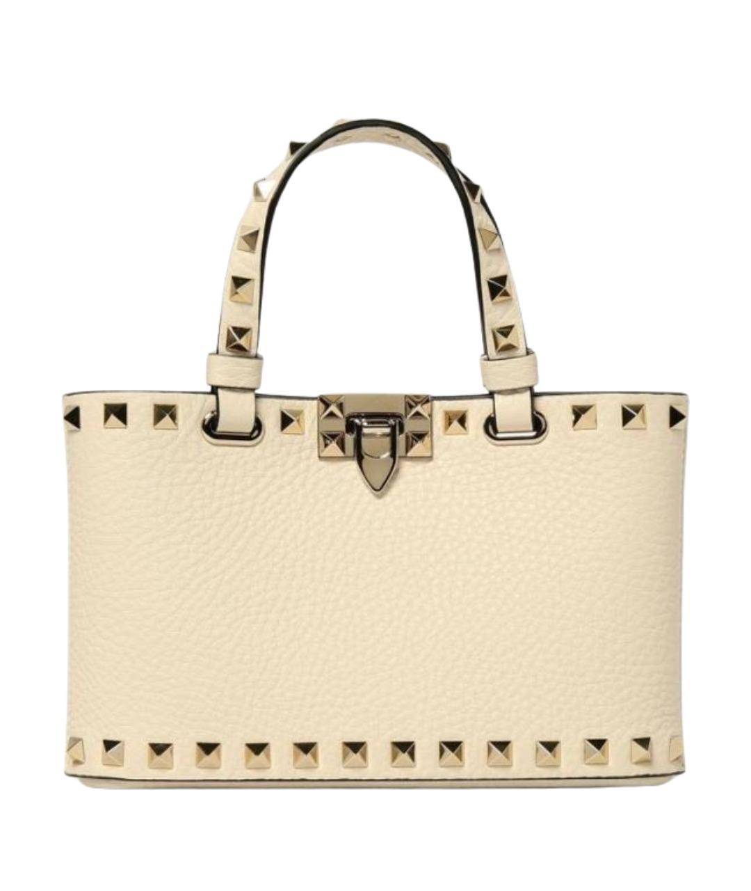 VALENTINO Бежевая кожаная сумка тоут, фото 1