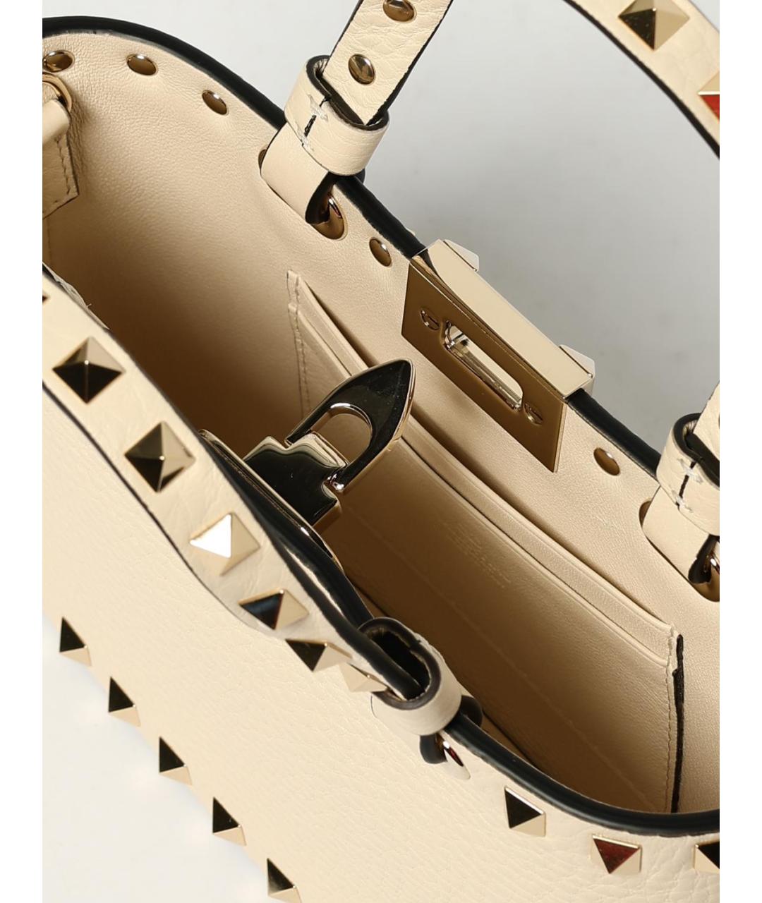 VALENTINO Бежевая кожаная сумка тоут, фото 5