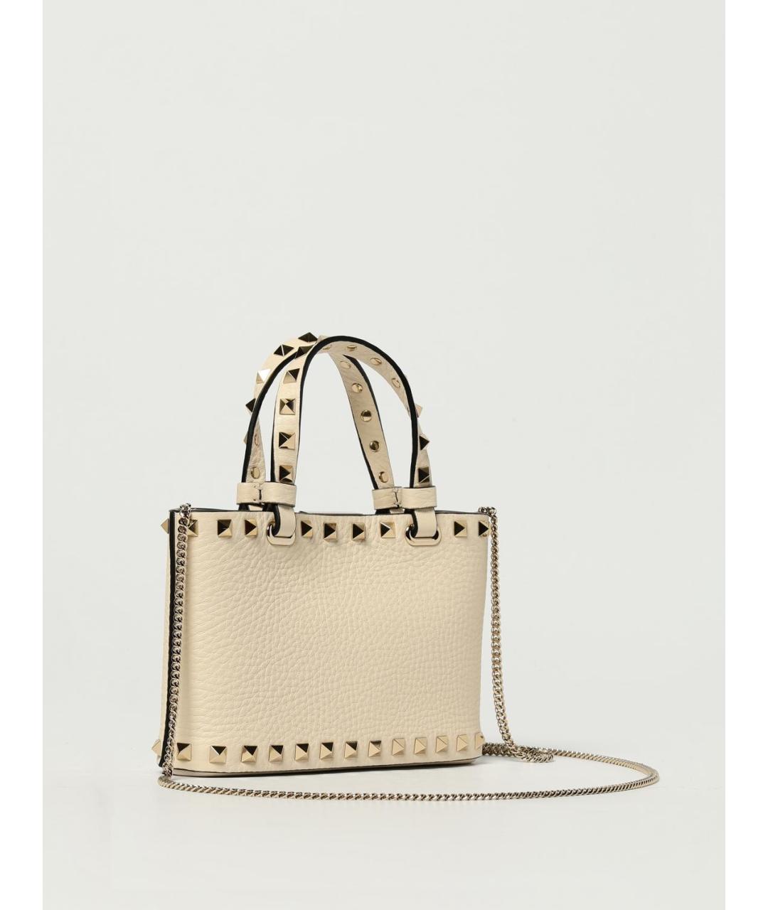 VALENTINO Бежевая кожаная сумка тоут, фото 3