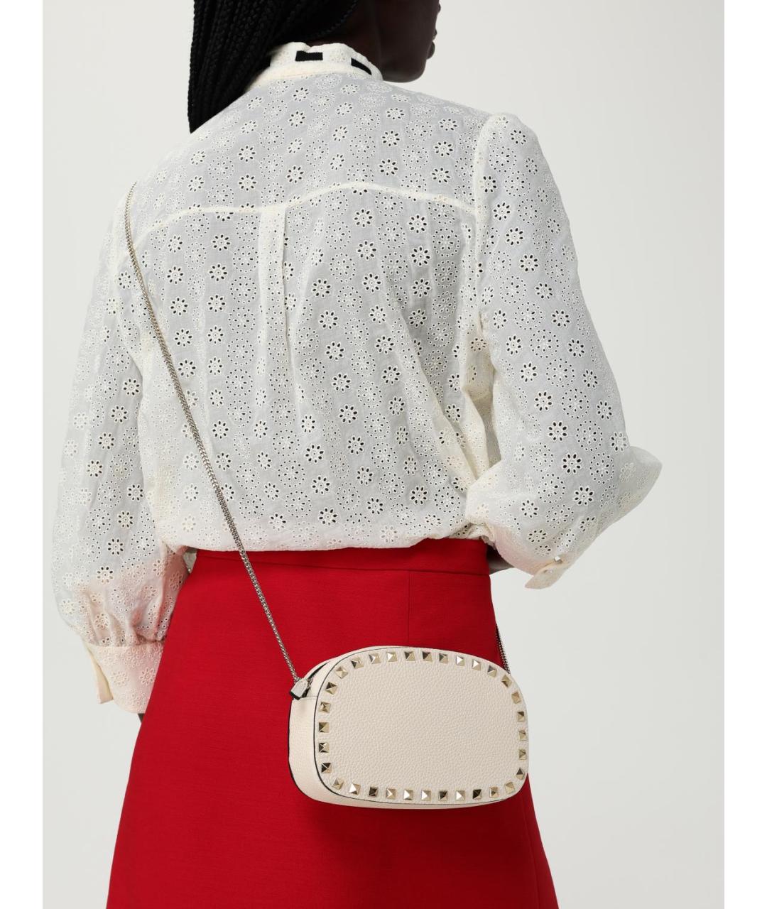 VALENTINO Бежевая кожаная сумка через плечо, фото 2