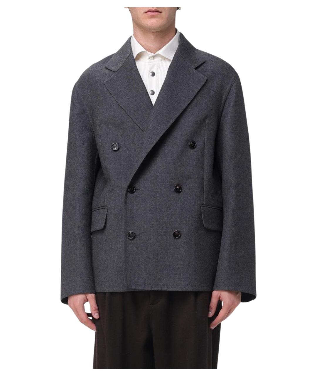 BOTTEGA VENETA Антрацитовый шерстяной пиджак, фото 1