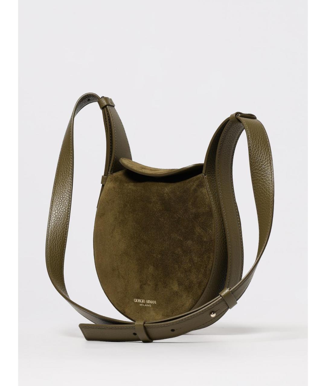 GIORGIO ARMANI Хаки замшевая сумка через плечо, фото 4