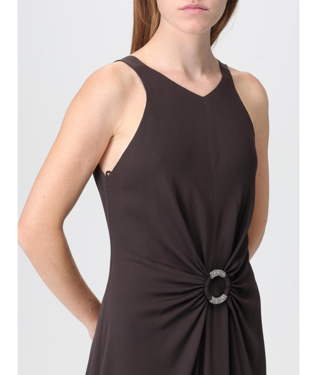 GIORGIO ARMANI Коричневое шелковое вечернее платье, фото 5