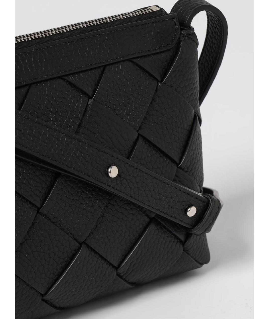 BOTTEGA VENETA Черная кожаная сумка на плечо, фото 4