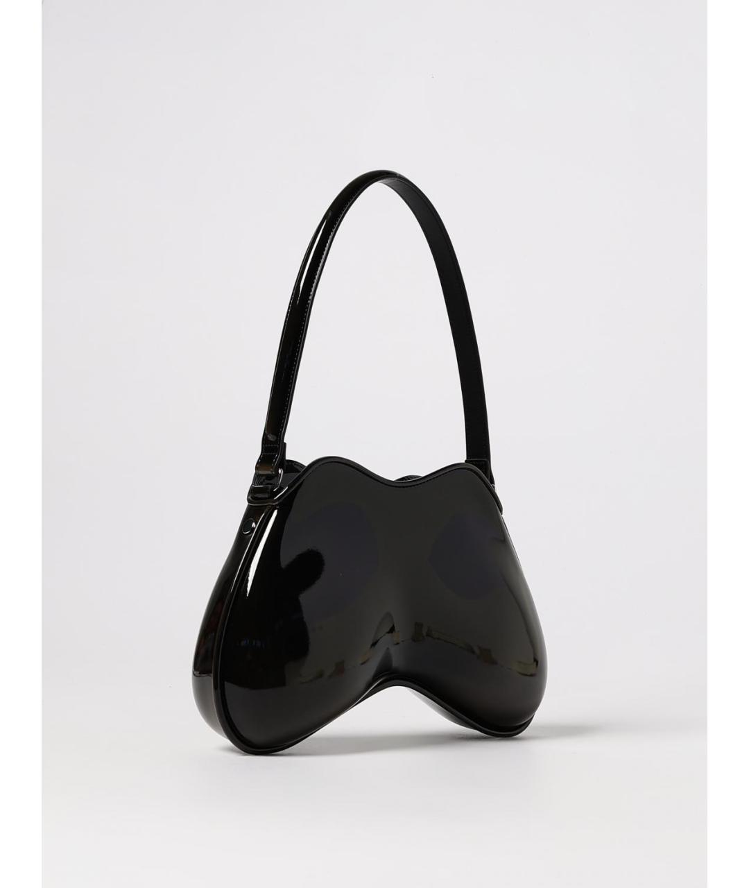 DIESEL Черная сумка через плечо из лакированной кожи, фото 2