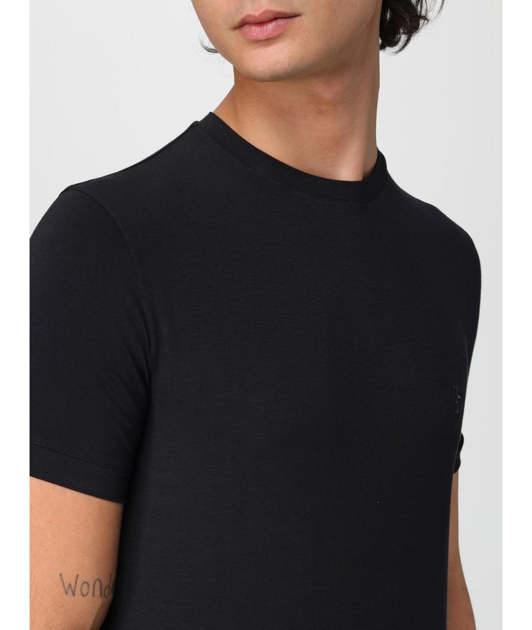 GIORGIO ARMANI Черная вискозная футболка, фото 5