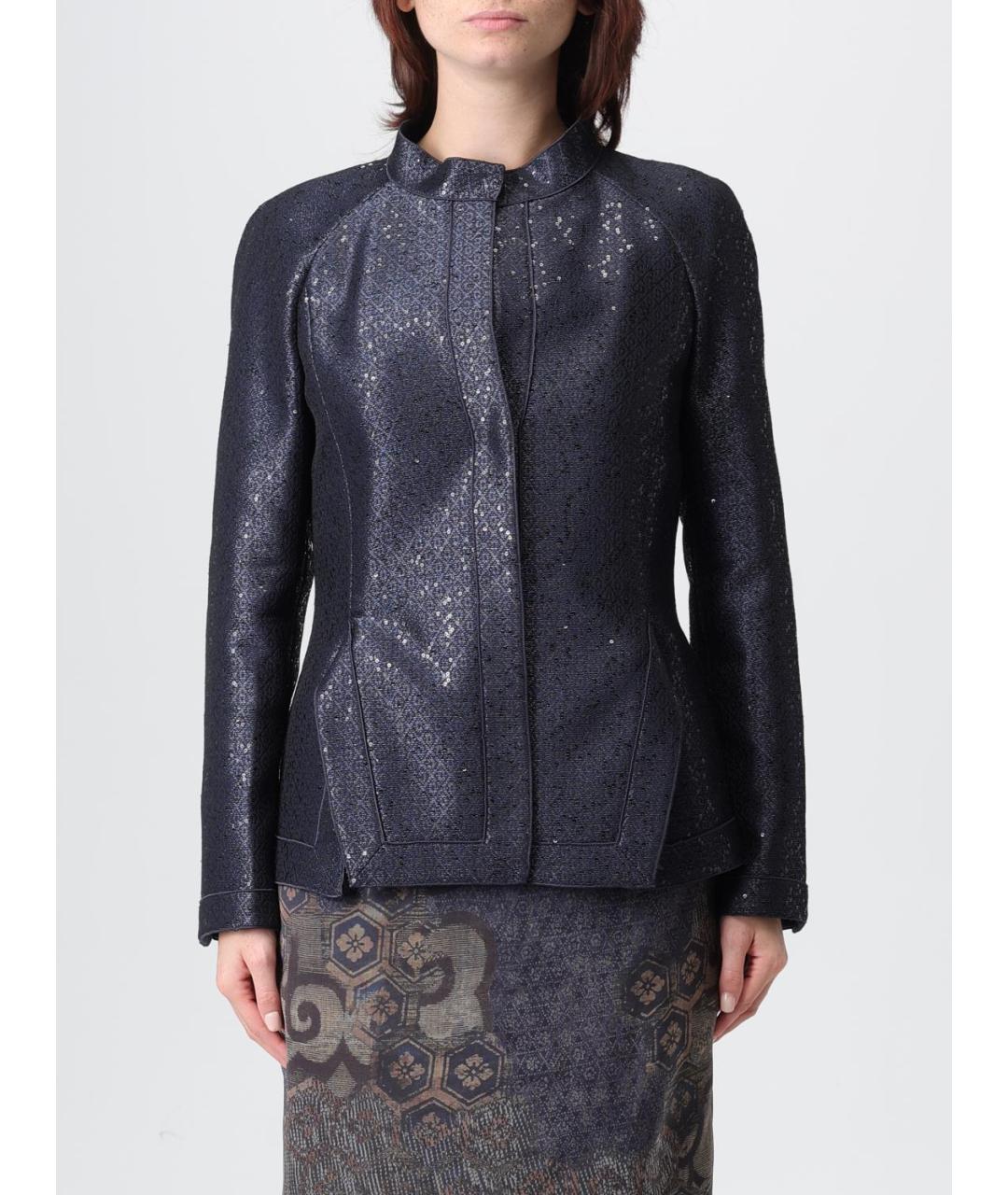 GIORGIO ARMANI Синий полиэстеровый жакет/пиджак, фото 2