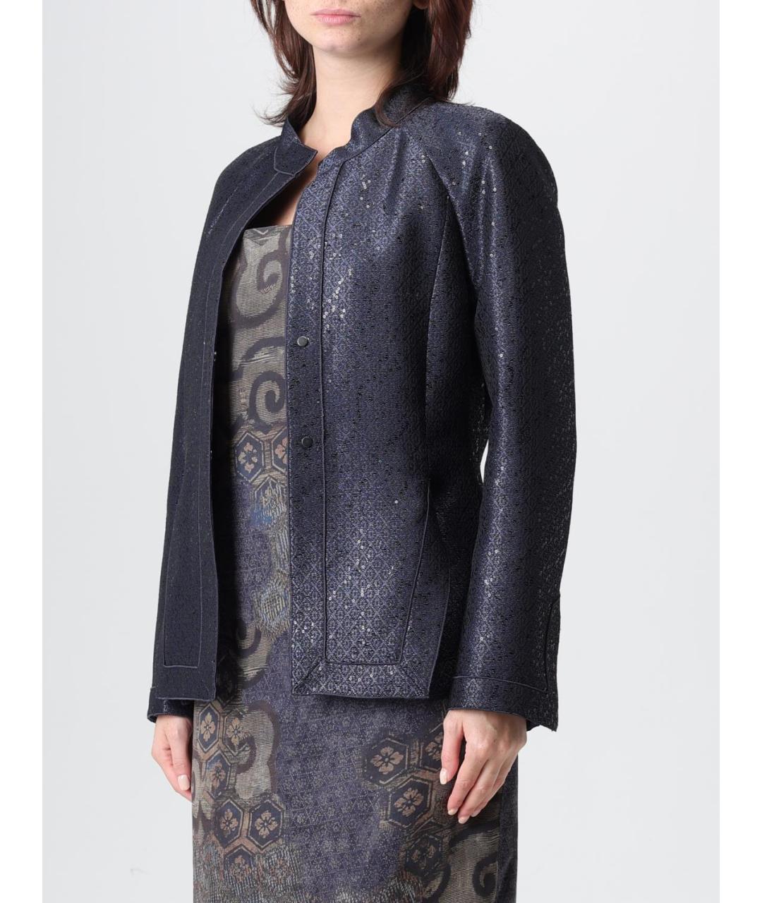 GIORGIO ARMANI Синий полиэстеровый жакет/пиджак, фото 5