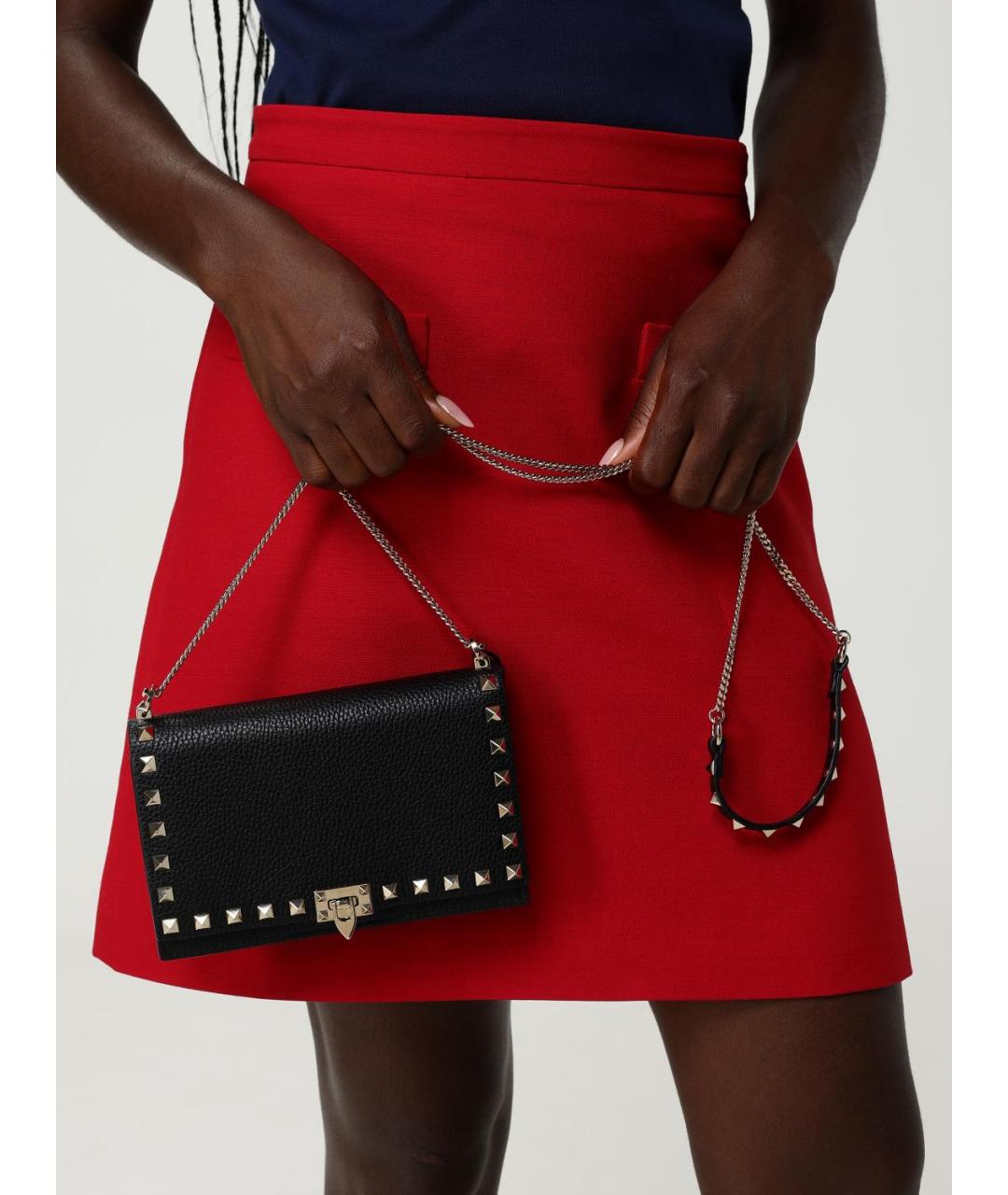 VALENTINO Черная кожаная сумка через плечо, фото 2