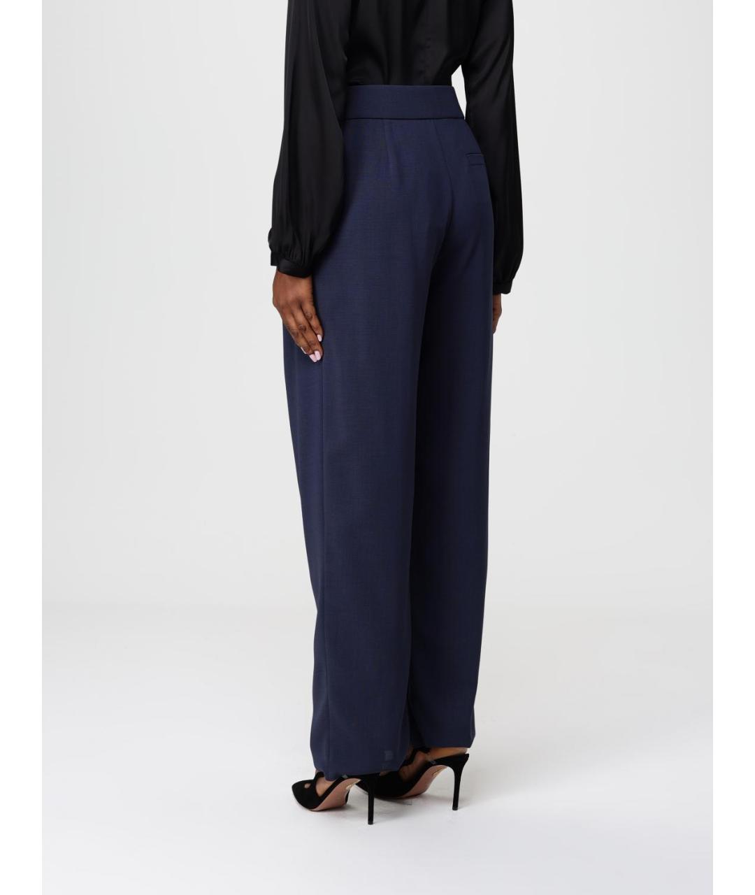GIORGIO ARMANI Синие шерстяные прямые брюки, фото 3