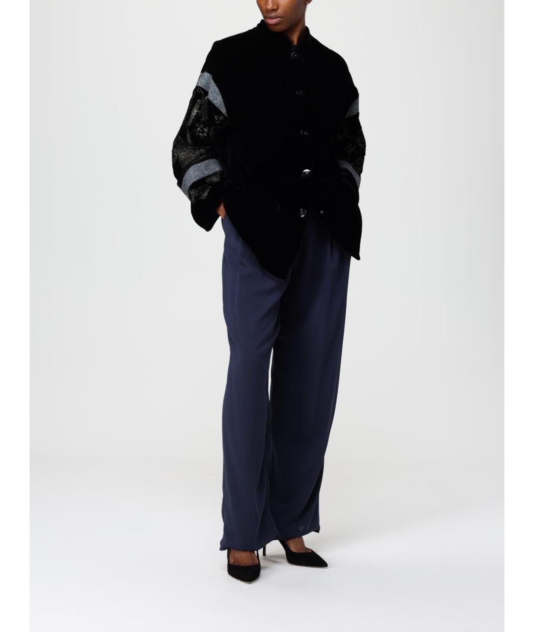 GIORGIO ARMANI Синие шерстяные прямые брюки, фото 2