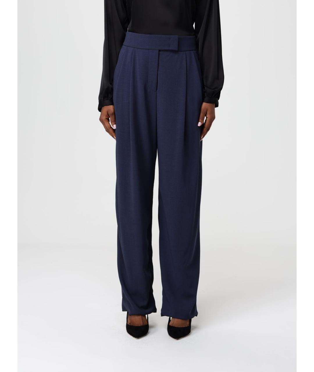GIORGIO ARMANI Синие шерстяные прямые брюки, фото 6