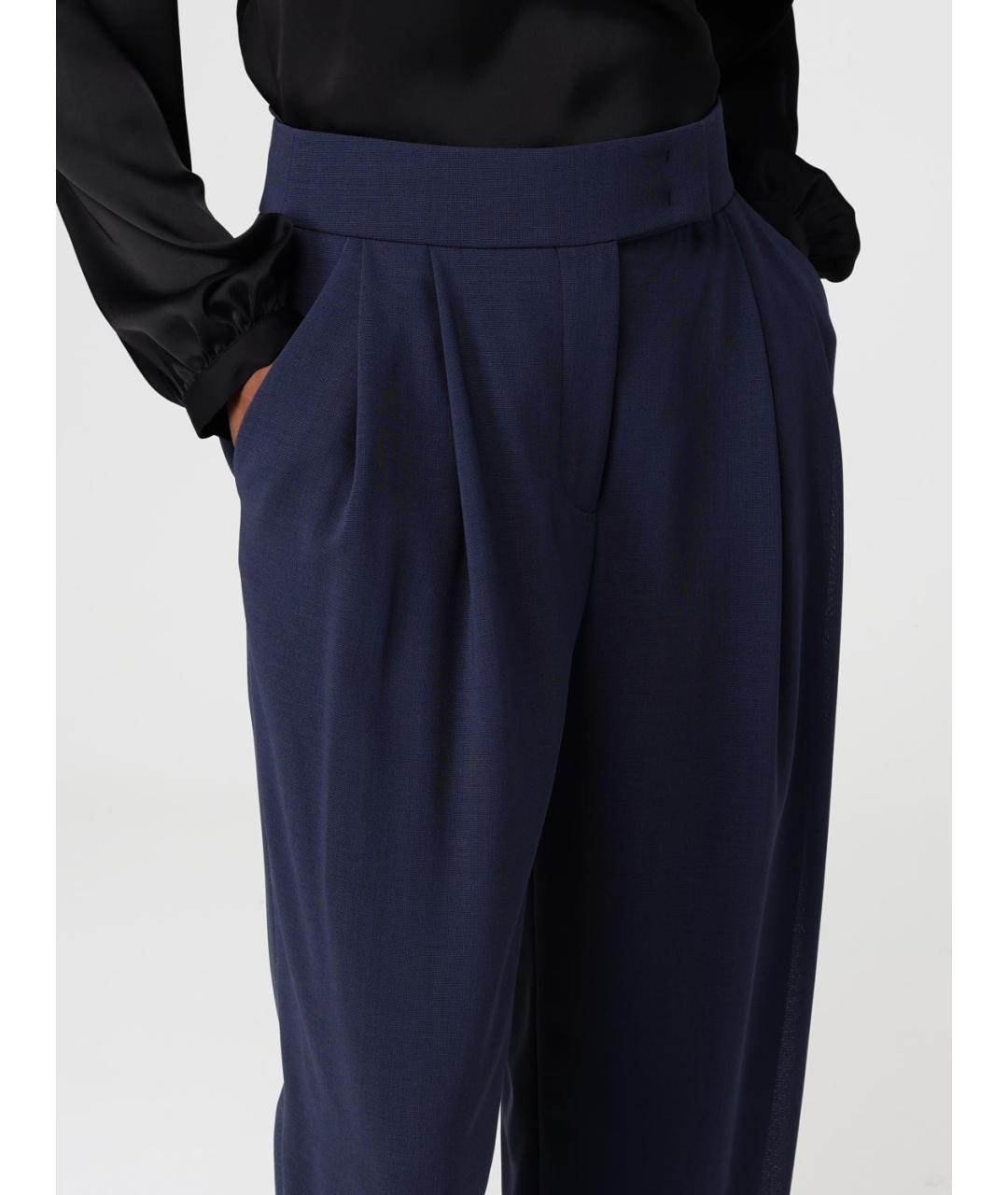 GIORGIO ARMANI Синие шерстяные прямые брюки, фото 5