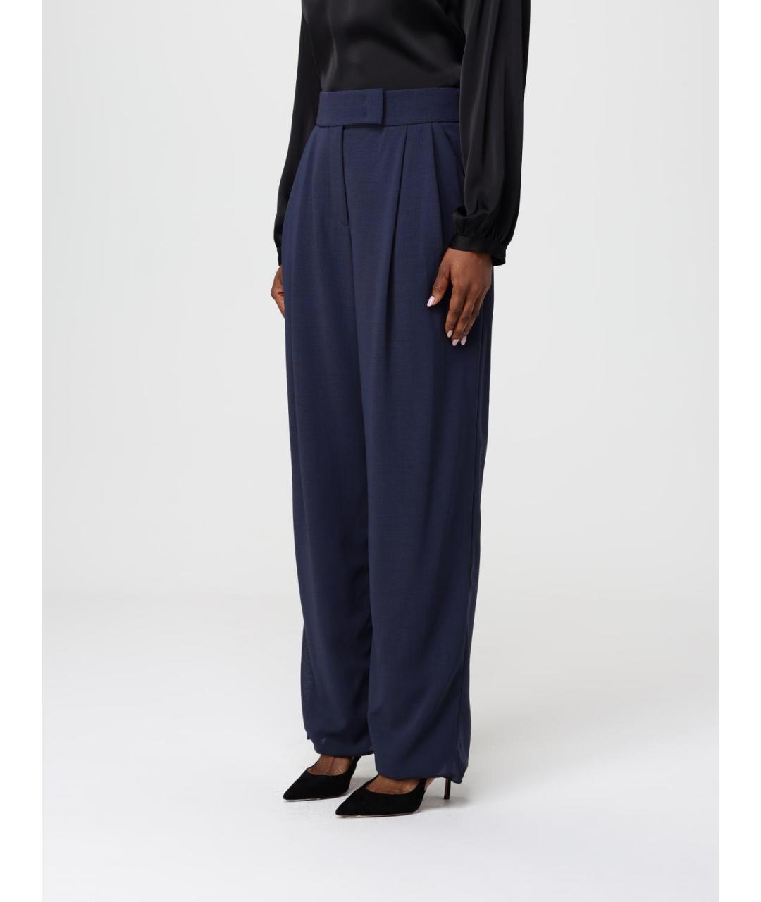 GIORGIO ARMANI Синие шерстяные прямые брюки, фото 4