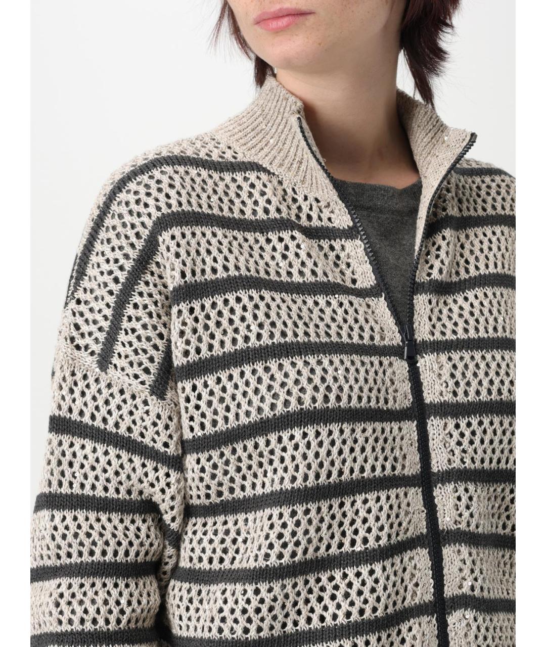 BRUNELLO CUCINELLI Бежевый льняной кардиган, фото 6