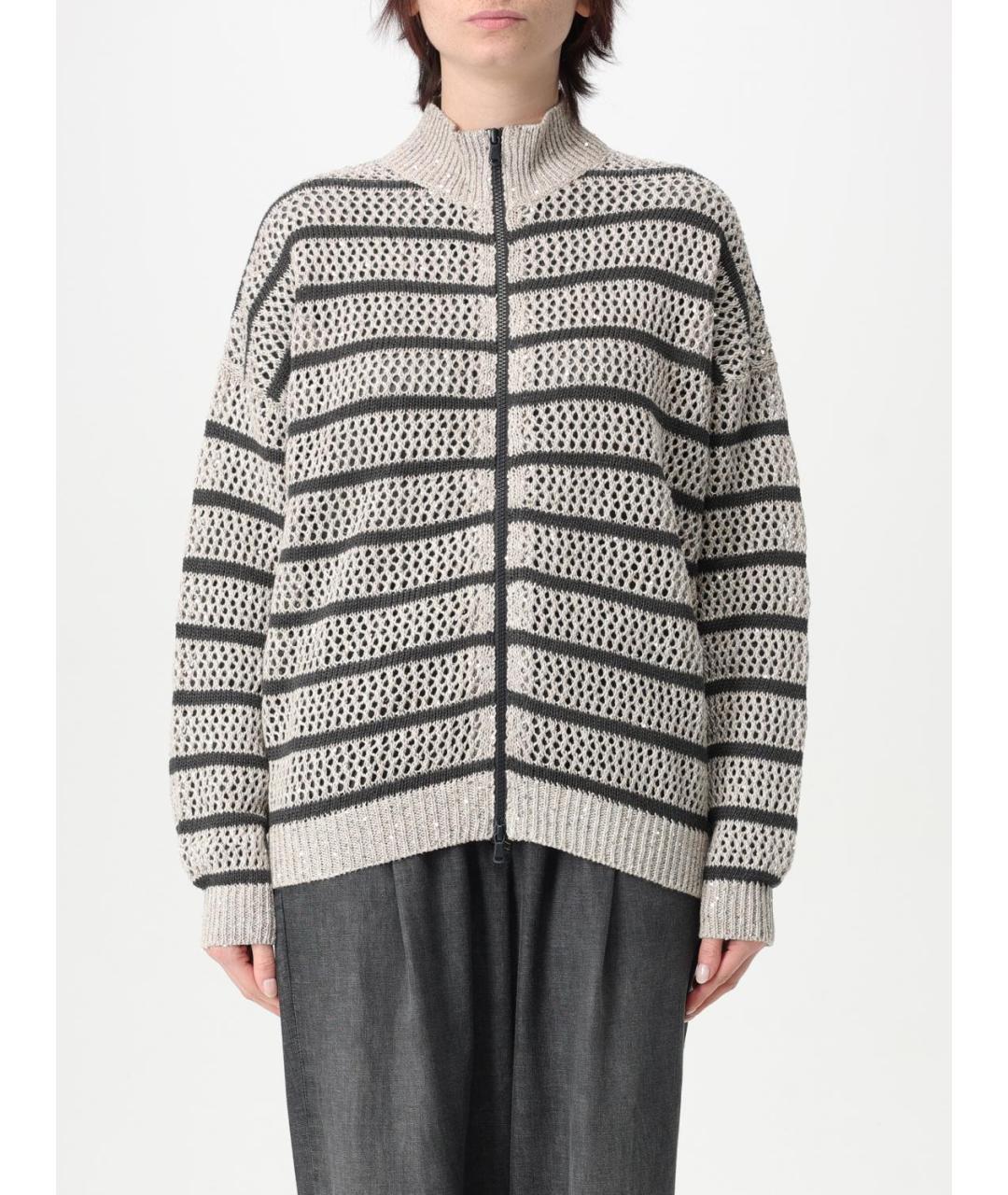 BRUNELLO CUCINELLI Бежевый льняной кардиган, фото 2