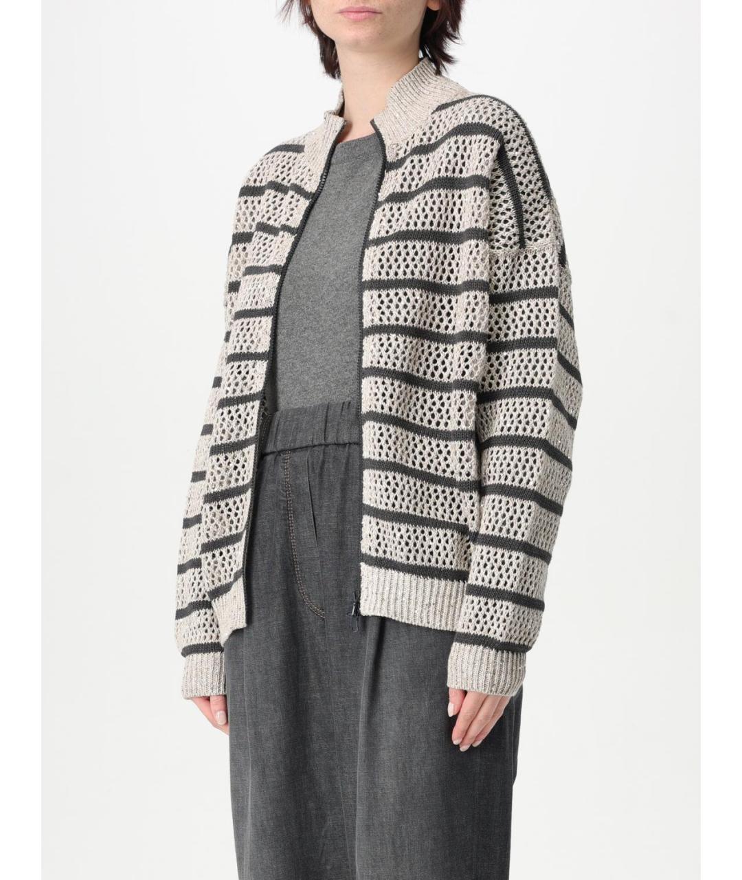 BRUNELLO CUCINELLI Бежевый льняной кардиган, фото 5