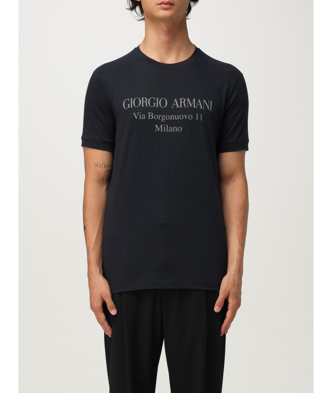 GIORGIO ARMANI Синяя хлопковая футболка, фото 5