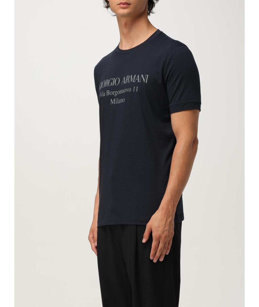 GIORGIO ARMANI Синяя хлопковая футболка, фото 3