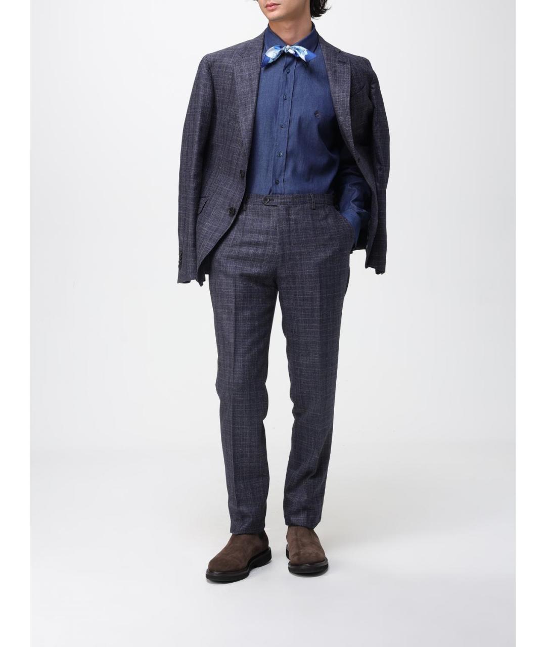 ETRO Синяя хлопковая кэжуал рубашка, фото 5