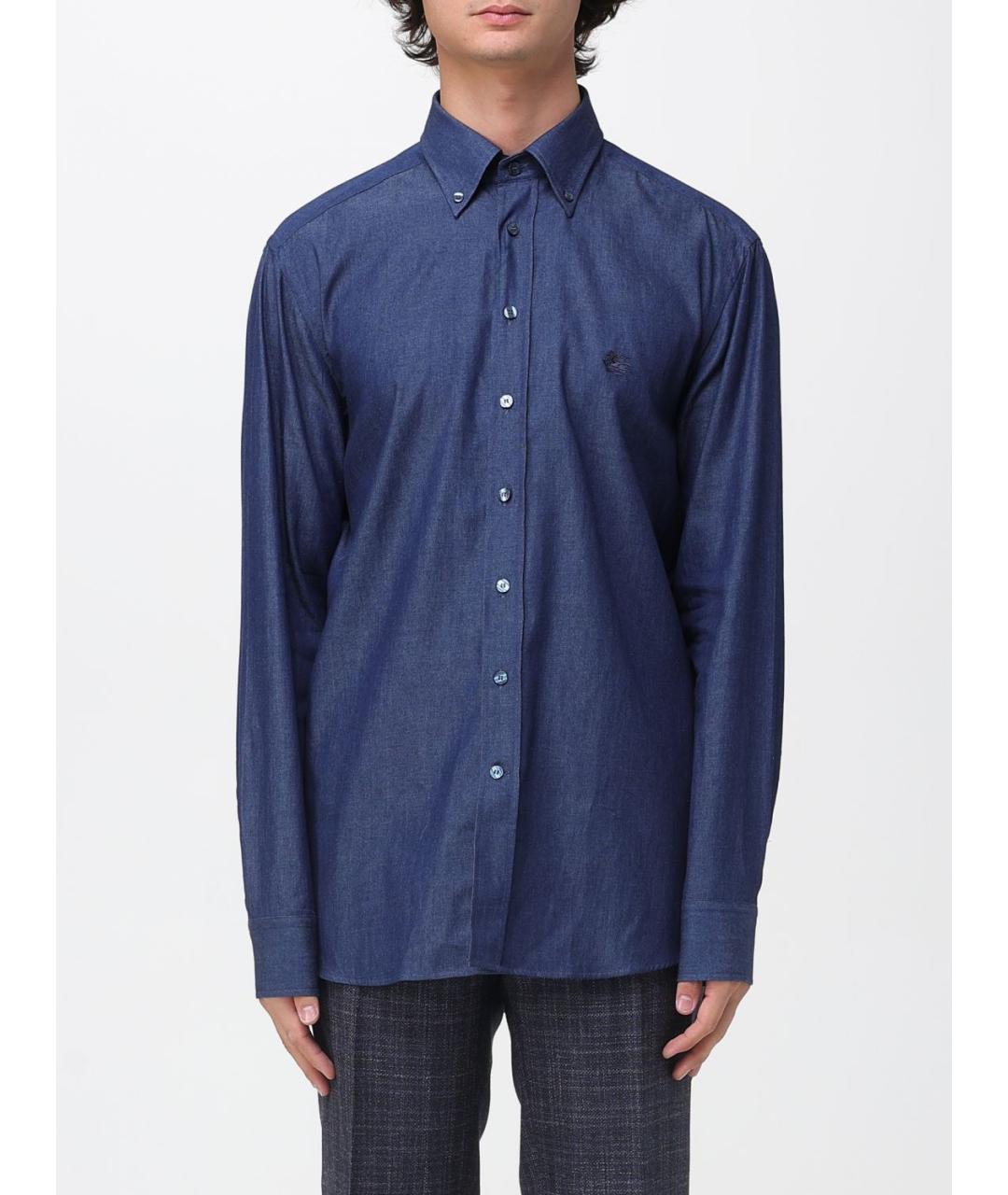 ETRO Синяя хлопковая кэжуал рубашка, фото 6